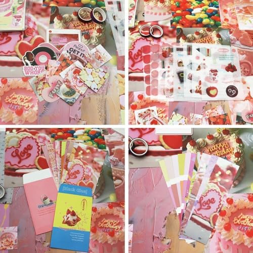 Image of ATIRAMANIYA Vintage Aesthetic Scrapbook Kit(346Pcs) Scrapbooking Supplies Kit with Bullet Junk Journal,Stationery,A6 Grid Notebook Journaling Gift for Girl (Dessert Scrapbook)