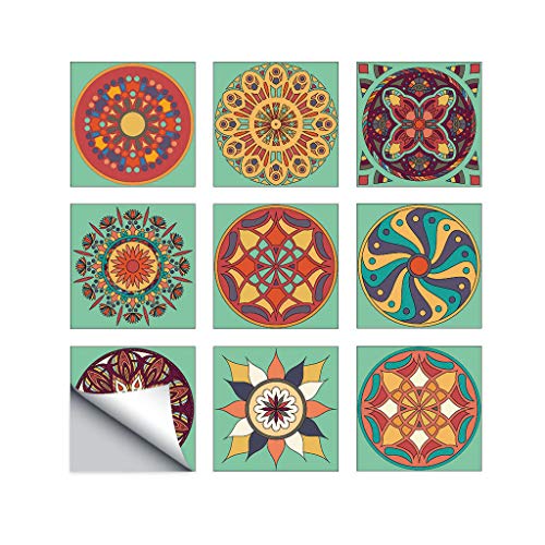AILEGOU Waterproof Vinyl Wall Tiles Sticker for Home Decor, Self-Adhesive Peel and Stick Backsplash Tile Decals for Kitchen Bathroom Decor, 6x6inch 9 Pcs.(ZTHZ-14)