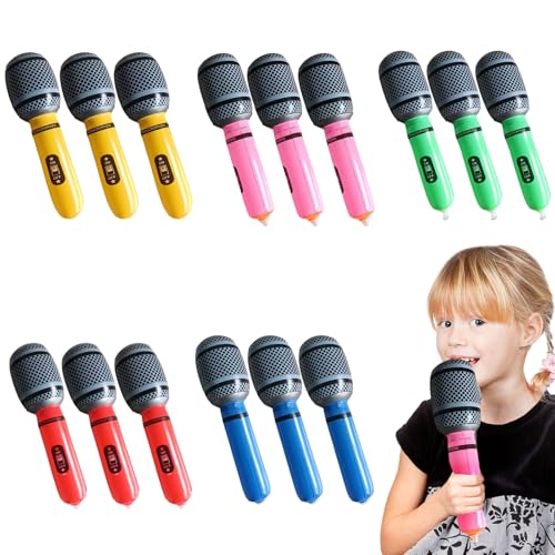 FUIPVGI 15pcs microphones gonflables pour fêtes accessoires de fête, jouets gonflables, jouets gonflables, cadeaux de fête d'anniversaire, performance sur...