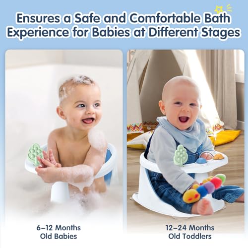 Image of Baby Bath Seat for Babies 6 Months & Up, Non-Slip with Suction Cups, Safe & Comfortable Infant Bath Seat for Bathtub, Blue