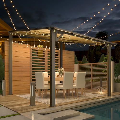 AECOJOY 8 x 8 Gazebo for Patio Small Wall-Mounted Lean to Gazebo Pergola with Roof (64 Sq.Ft Shaded) on Clearance Hard Top Heavy Duty Awnings for Decks Backyard and More