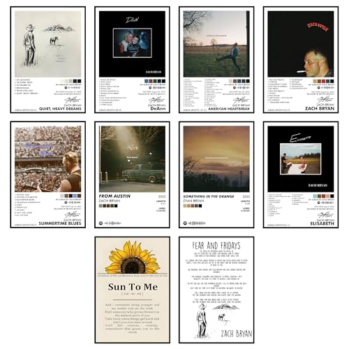 Image of Thepaper9store Pack of 10 - Zach Bryan Music Album Art Wall Posters 8.2x11.8 inch Adhesive Tape Attached Wall Decor, Music Poster, Wall Art For Bedroom, Living room, Office (Zach Bryan)