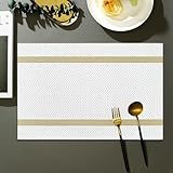 Gualiy Juego de 8 manteles individuales de PVC de 30 x 45 cm, trenzados, lavables, antideslizantes, resistentes al calor