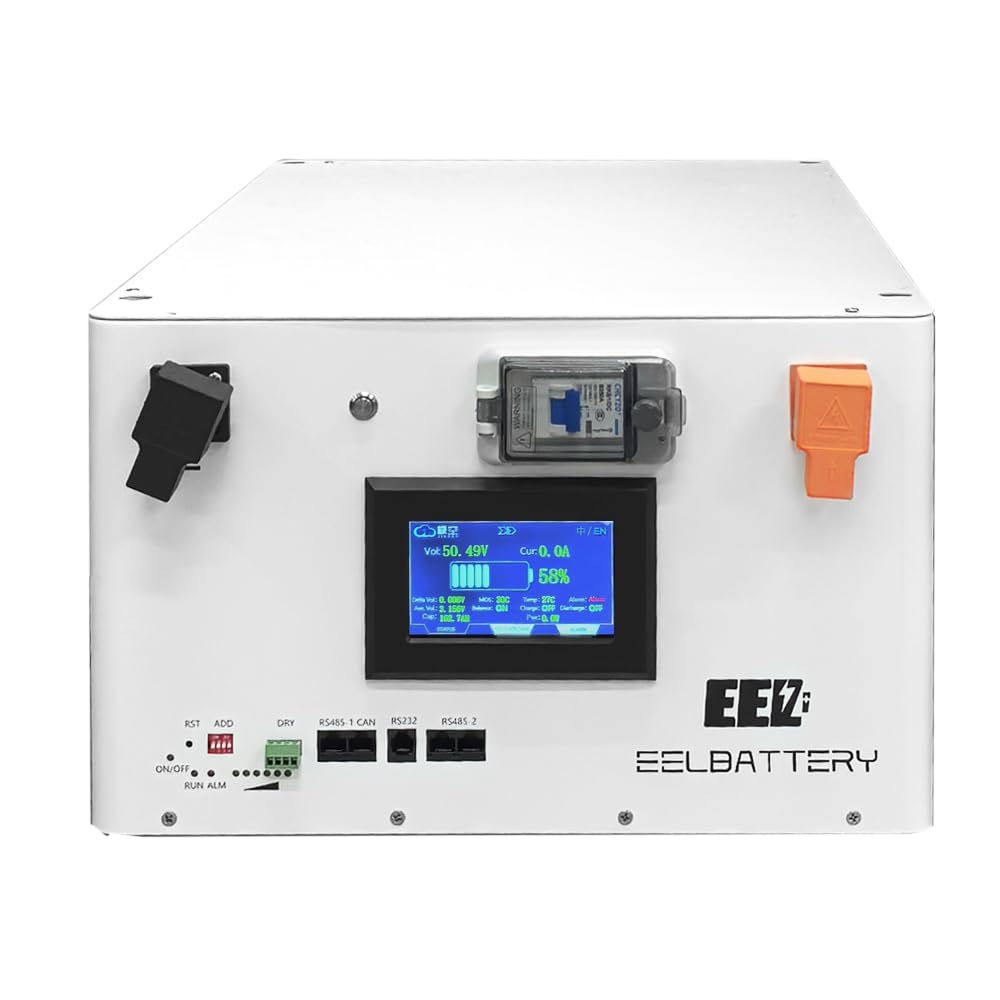 EEL 48V 16S V4 White Server Rack DIY Kit Box Built-in JK Inverter 2A Active Balance 200A BMS with 4.3" LCD Screen Stackable Type