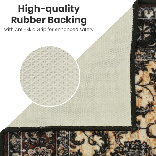 Image of FRESH FROM LOOM Luxury Carpet for Living Room, Hall & Bedroom | 100% Nylon | Anti Skid | Anti Fade | Rubber Backing Grip | Quick Cleaning | Washable (Dark-Brown| Size:- 90x150 Cm or 3x5 Fts)