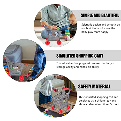 Ibasenice Brain Toy Kids Pretend Play Toys Mini Shopping Cart Kids Supermarket Handcart Shopping Cart Tiny Ulitily Trolley Toy For Kids Table Desk Storage Tool Dark Grey Mini Fry Basket Toddler Toy #TOP7