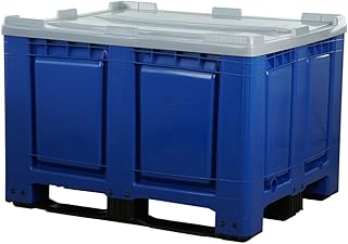 Logiplast Palettenbox mit Deckel LxBxH: 1200 x 1000 x 790 mm geschlossen mit 3 Kufen in blau