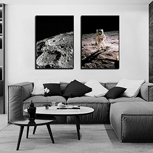 Art mural espace astronaute en peinture sur toile haute définition x2