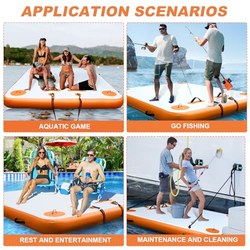 VOFiTNY Plataforma inflável flutuante para natação plataforma de ar ilha tapete para lago, piscina,