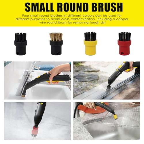 10 Stück für Kärcher Dampfreiniger Zubehör, Rundbürste Gross, Reinigungsbürste, Fugenbürsten, Rundbürste, Düse, Zubehör für Kärcher Dampfreiniger, für kärcher SC1 SC2 SC3 SC4 SC5 CTK10 CTK20