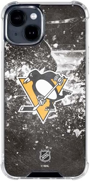 Skinit Clear Phone Case Compatible with iPhone 15 Plus - Officially Licensed NHL Pittsburgh Penguins Frozen Design