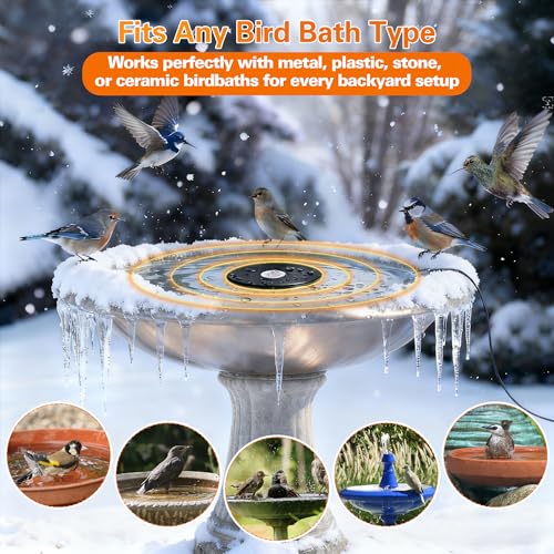 Dreyoo Bird Bath De Icer, 60w Submergible De Icer, Thermostatic Controlled Winter Water Heater Deicer for Bird, Chicken, Duck, Farm Trough, Design Patent Product(1 Pack)