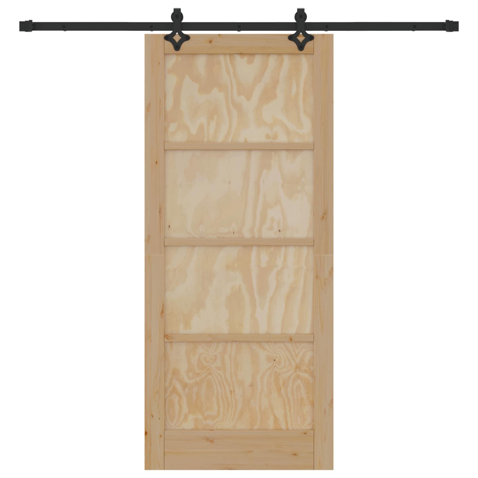 Puerta Corredera Natural y negro 86 x 198,5 cm Fácil Montaje Puerta Corredera con Herrajes para Baño Salón Sala de Estar Cocina