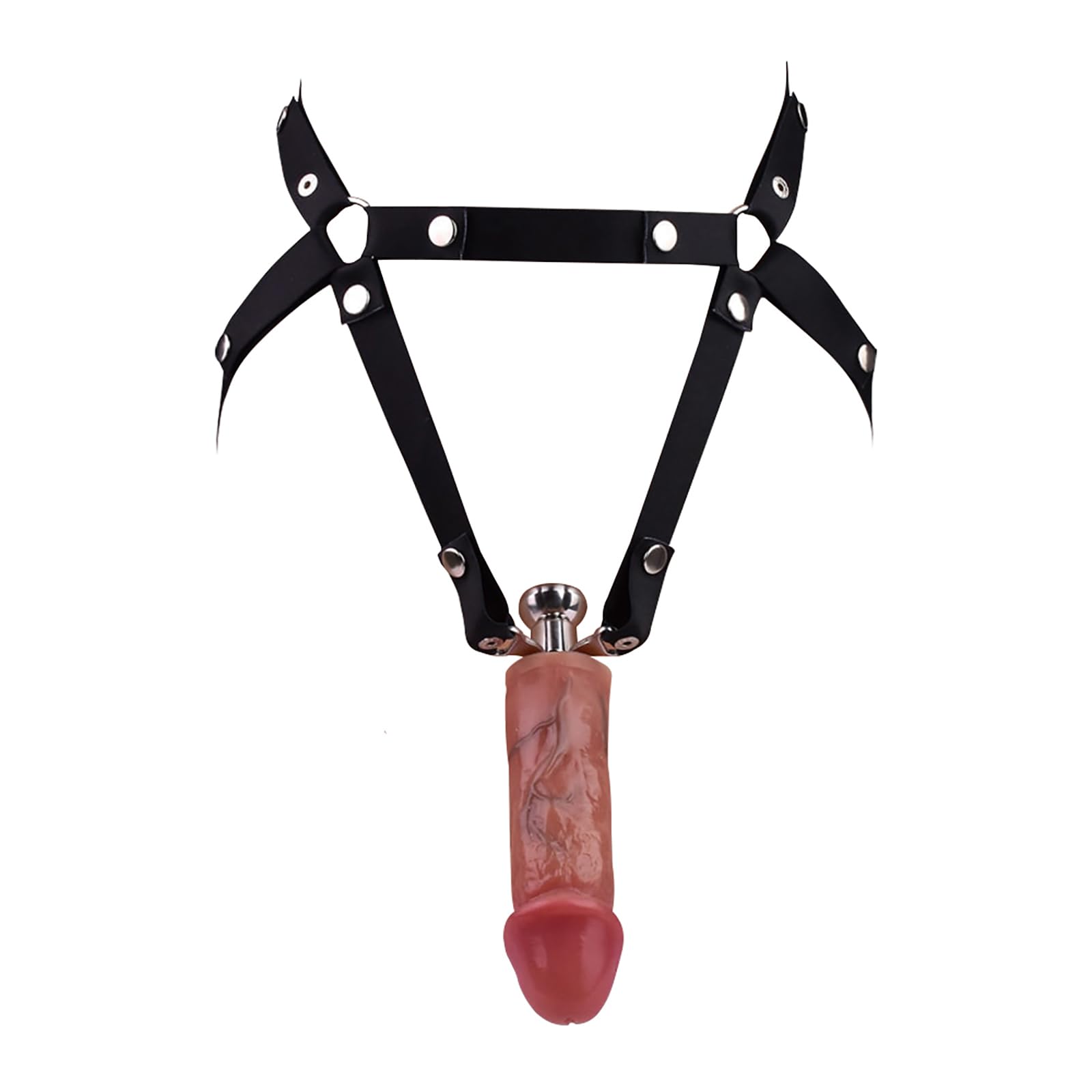 Wearable Metal Sm Chastity Device with Removable Silicone Dildo Flat Chastity Cages Sissy Chastity Small for Men Penis Cage Male Cock Cage Penis Restraint with Black Belt（Chastity cage with M Dildo）