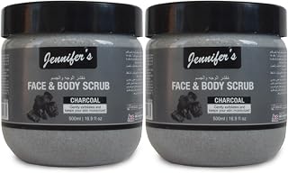 Jennifer's Face & Body Scrub Charcoal 500ml-Pack of 2|Detoxifying Exfoliating Skincare with Activated Charcoal for a Deep Cleanse