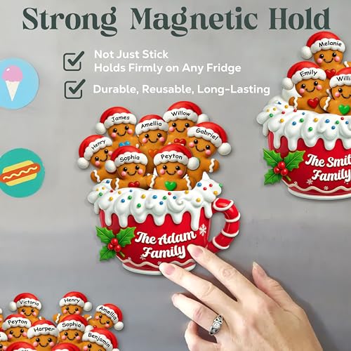 Imán familiar de pan de jengibre personalizado para Navidad miniatura 3