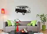 aus Folie Oracal blattwerk-design VW Bulli, Wandaufkleber, Volkswagen (M070 Schwarz, 450 mm x 270 mm)
