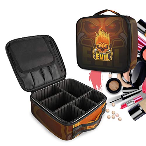 Pochette maquillage crâne de feu maléfique pour ranger pinceaux et cosmétiques