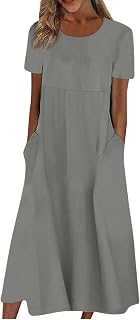 Dresses for Women UK Clearance Women Plus Size V Neck Sleeveless Dress Sleeveless Sexy Backless Party Dresses Solid Loose Short Flowy Pleated Dress Loose Tunic Dress Maternity Dress
