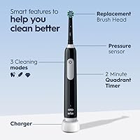 Vista 2 de Oral-B Pro 1000 Rechargeable Electric Toothbrush, Black Negro
