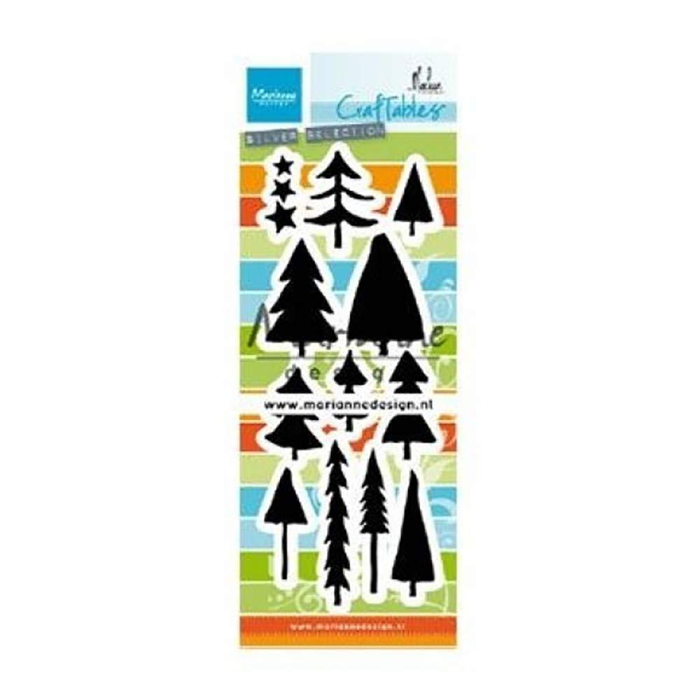 Marianne DesignCR1483 Craftables Embossing and Cutting Dies Stencil, Trees, Pink, One Size