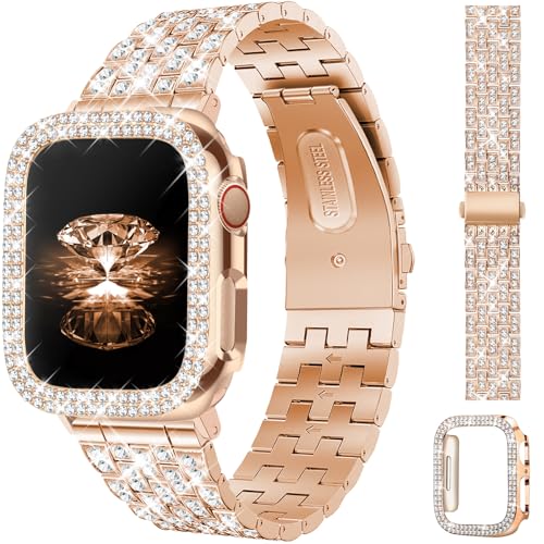 JR.DM Diamond Bands with Bling Case Women Compatible with Apple Watch 40mm Dressy Luxury Sparkle...
