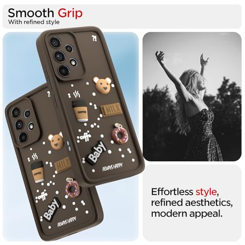 Image of Amazon Basic Back Cover for Samsung Galaxy A53 5G | Cute Fun Cartoon 3D Bear Silicone Full Body Protection Bumper Cover (Brown)