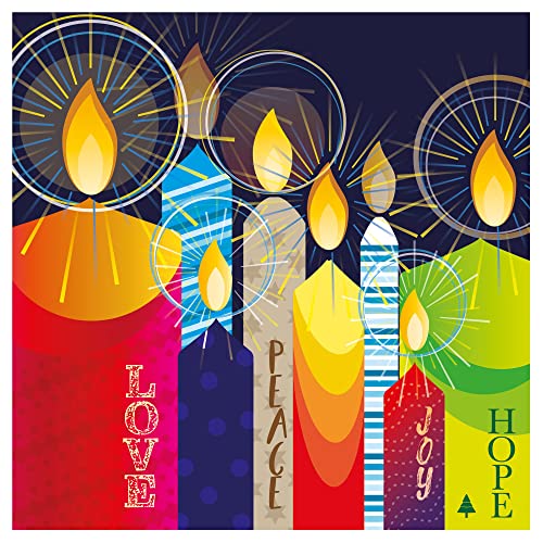 Christmas cards pack - Candles, 10 Christmas cards 2025 with 10 white envelopes - Designed, printed and hand-packed in the UK, by Just Cards Direct