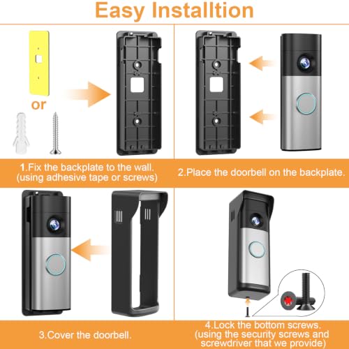 Image of No-Drill Adhesive Mount - 2026 New Upgraded for Ring /Other Battery Doorbell /Plus /Pro (2nd Gen-Newest Model), Camera Door Mounting Holder Bracket Accessories Easy Installation for Apartments Houses