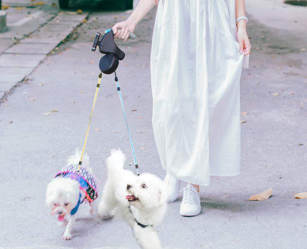 Ausziehbare Hundeleine, Doppelleine für 2 Hunde, bequemer Schaumstoffgriff, automatische Hundeleine, für große und mittelgroße Hunde, Schwarz
