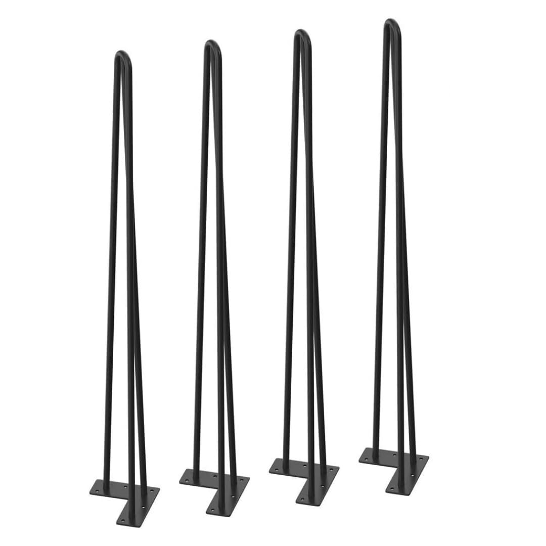 MAIL MORE Hairpin Table Legs Black – Set of 4 Heavy-Duty Furniture Legs – Metal Hairpin Legs for Modern DIY Desk, Bench & Table Legs for Home & Office (34 inch (86 cm) – 3 Pin)