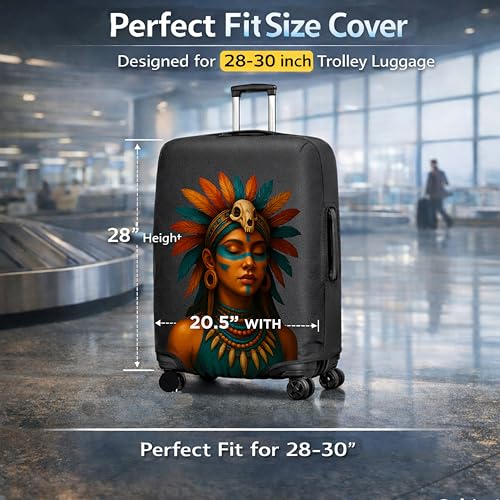 Image of WanderWraps Spendex Polyester Protective Luggage Cover | Hard Luggage Trolley Bag Cover | Washable | Dust Proof | Stretchable | L - 28 inch | Nefraya