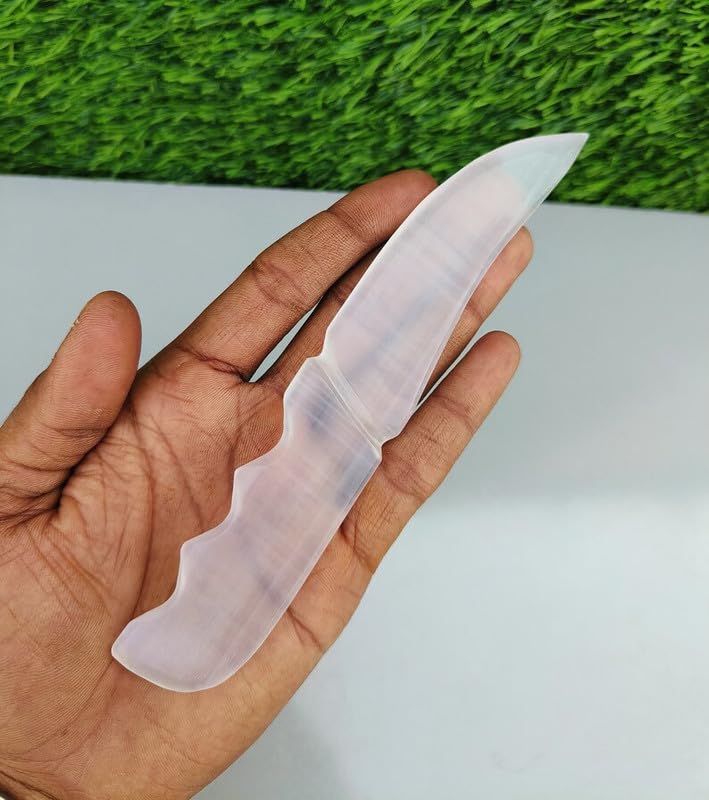 Natural White Selenite Knife 4-5 inch Polished Carved Gemstone Knives Crystal Dagger Selenite Blade Cry-stal Knife Crystal Athame Daggers Gift for Her.