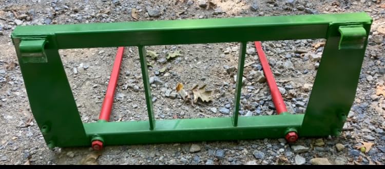 Kivel Heavy Duty USA Made Dual Prong Hay Bale Spear for Jhn Deere Tractors, Jhn Deere Hook and Pin Style Mount-39" Spears -Material Handling Attachment