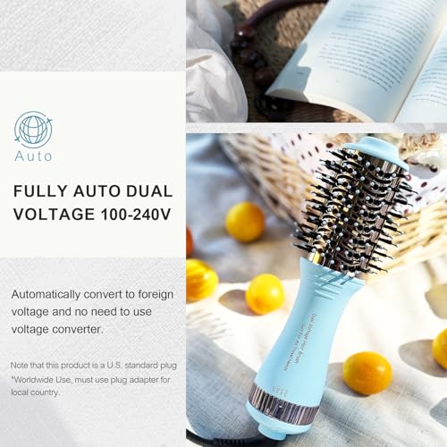 Image of Travel Dual Voltage Hair Dryer Brush and Styler, 110-240V Auto Dual Voltage