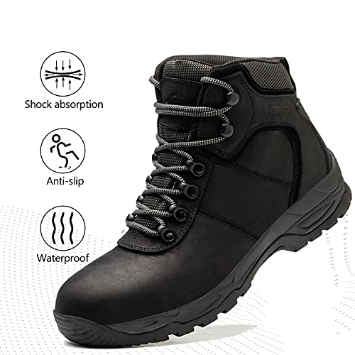 Waterproof Hiking Boots for Men, 6" Comfortable Soft Toe Shoes Mid Non Slip Hiking Shoes Outdoor Travel Shoes Leather Hiking Backpack Boots2