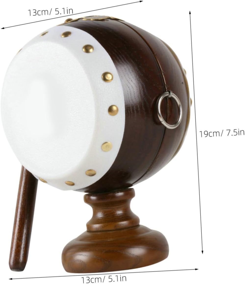 Kisangel Wooden Drum Shaped Piggy Bank Money Container for Adults and Boys Unique Solid Wood Saving Jar Decorative Craft Money Box for Cash Storage