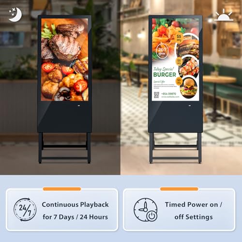 Image of MWE 32 Inch Digital Signage Display, Portable LCD Digital Kiosk Monitor, Advertising Display Poster, Android Kiosk with Auto Media Player, HDMI /USB