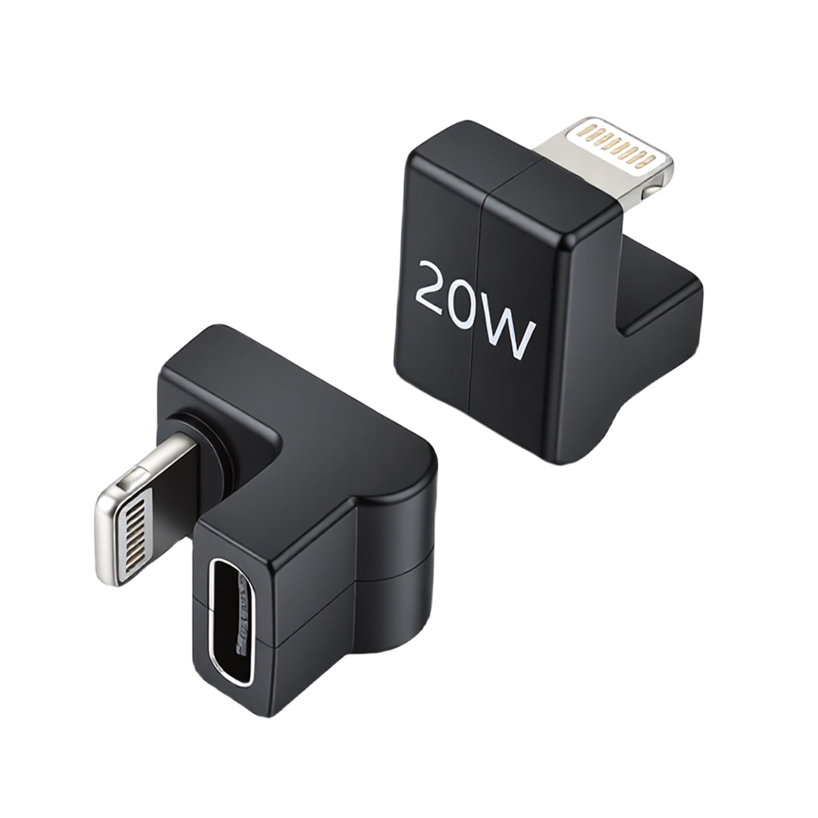 aceyoon 2 sztuki USB C na Lighting wtyczka kątowa, 9 V 2,2 A 180 stopni USB-C kątowy adapter z szybkim ładowaniem 20 W, wtyczka Lighting na gniazdo typu C, przedłużacz w kształcie litery U, adapter