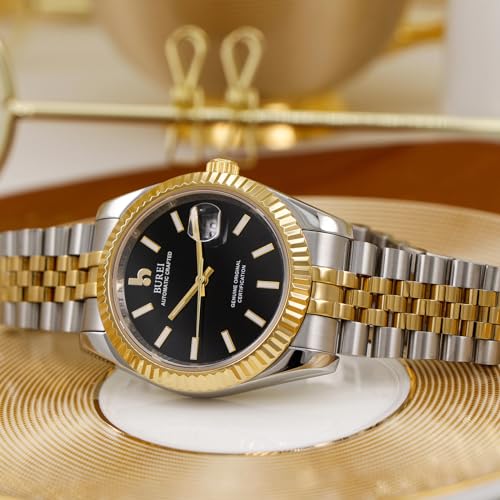 Image of BUREI Men's Classic Luxury Watch Stainless Steel Waterproof Machine Watch Fashion Double Watches Date Sapphire Crystal
