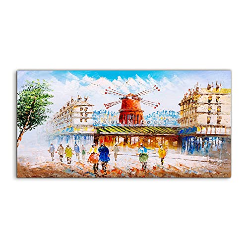 Tableau acrylique 120x60cm paysage urbain resoud mur vide salon