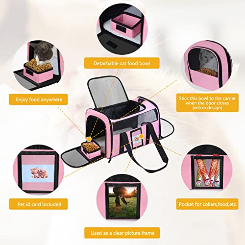 Seclato Cat Carrier, Dog Carrier, Pet Carrier Airline Approved For Cat, Small Dogs, Kitten, Cat Carriers For Small Medium Cats Under 15Lb, Collapsible Soft Sided Tsa Approved Cat Travel Carrier-Pink #TOP3