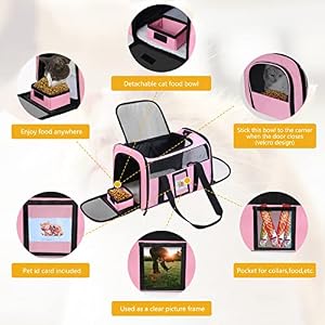 Cat Carrier, Dog Carrier, Pet Carrier Airline Approved for Cat, Small Dogs, Kitten, Cat Carriers for Small Medium Cats Under 15lb, Collapsible Soft Sided TSA Approved Cat Travel Carrier, Pink Cat Carrier, Dog Carrier, Pet Carrier Airline Approved for Cat, Small Dogs, Kitten, Cat Carriers for Small Medium Cats Under 15lb, Collapsible Soft Sided TSA Approved Cat Travel Carrier, Pink