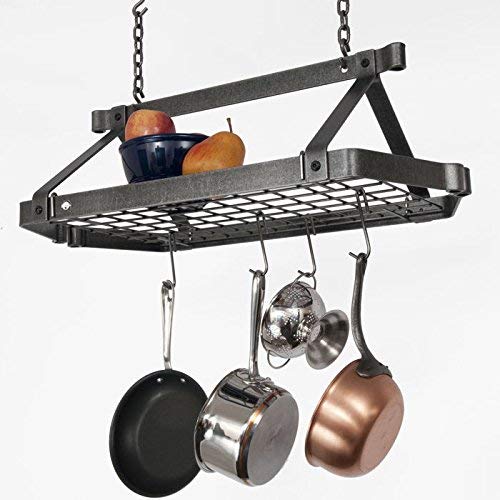 Enclume Dr5 Decor Retro Rectangle Ceiling Rack With Grid, Hammered Steel #TOP2