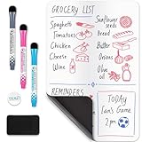 Magnetic Dry Erase White Board Sheet for Fridge 12x8 in - with Stain Resistant Technology - Includes 3 Markers and Big Eraser with Magnets - Small Refrigerator Whiteboard Planner & Organizer