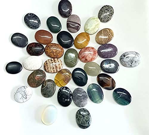 Jet InternationalJet Assorted Mix Worry Stones Approx 15 to 18 Grams Length 1.5 to 1.8 Inch Approx (Each) Free 40 Pages Crystal Therapy Booklet Meditation Stress Relief