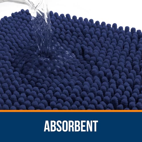 Image of OLANLY Large Bathroom Rugs 44x32, Soft Absorbent Chenille Bath Rugs, Rubber Backing Quick Dry, Machine Washable Bath Mats for Bathroom Floor, Tub and Shower, Home Decor Accessories, Twilight Sapphire