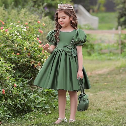 Girls Elegant Princess Party Dress with Puff Sleeves and Formal Birthday Wedding Flower Girl Outfit2
