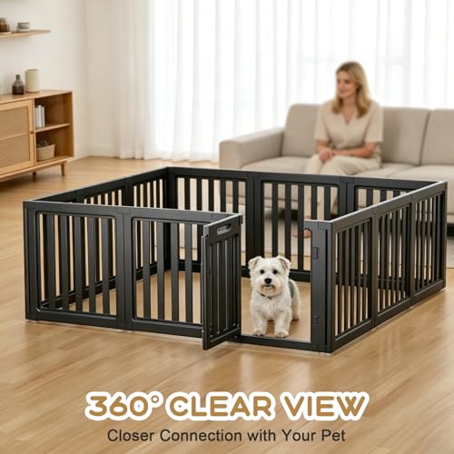 Image of Dog Playpen Indoor,Puppy Playpen,Black 23.6 inch H, 12 Panels | Dog Play Pen Indoors with Open View, Tool-Free Setup, Multi-Shape Setup, Dog Pen for Dogs, Cats & Puppies