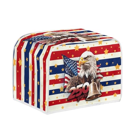 Image of 2 Slice Toaster Oven Dust Protection Cover 250 Years Celebration American Flag Eagle Toaster Bread Machine Cover July 4th USA Independence Day Decor